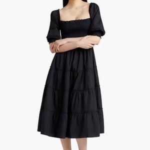 Hill house home nesli nap dress black poplin xs brand new w/ tags